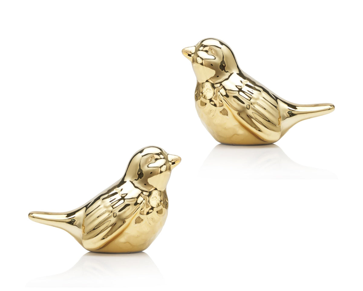 Artconal Small Bird Statue, 2-Pack 3.5 inch Shiny Gold Accent Small Knick Knacks Gifts, for Home Office Shelf Desk Coffee Table Decoration