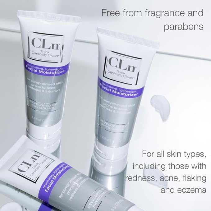 CLn® Facial Moisturizer - Soothes & Calms Skin, Helps Reduce Appearance of Redness, Locks in Moisture without Clogging Pores, Dermatologist & Clinically Tested, 3.4 oz.