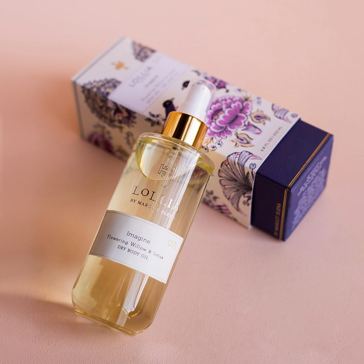 LOLLIA Imagine Dry Body Oil, 6.8 Fl. Oz. – Flowering Willow & Lotus – Women’s, Scented, Moisturizing, Dry Body Oil for Women, For All Skin Types