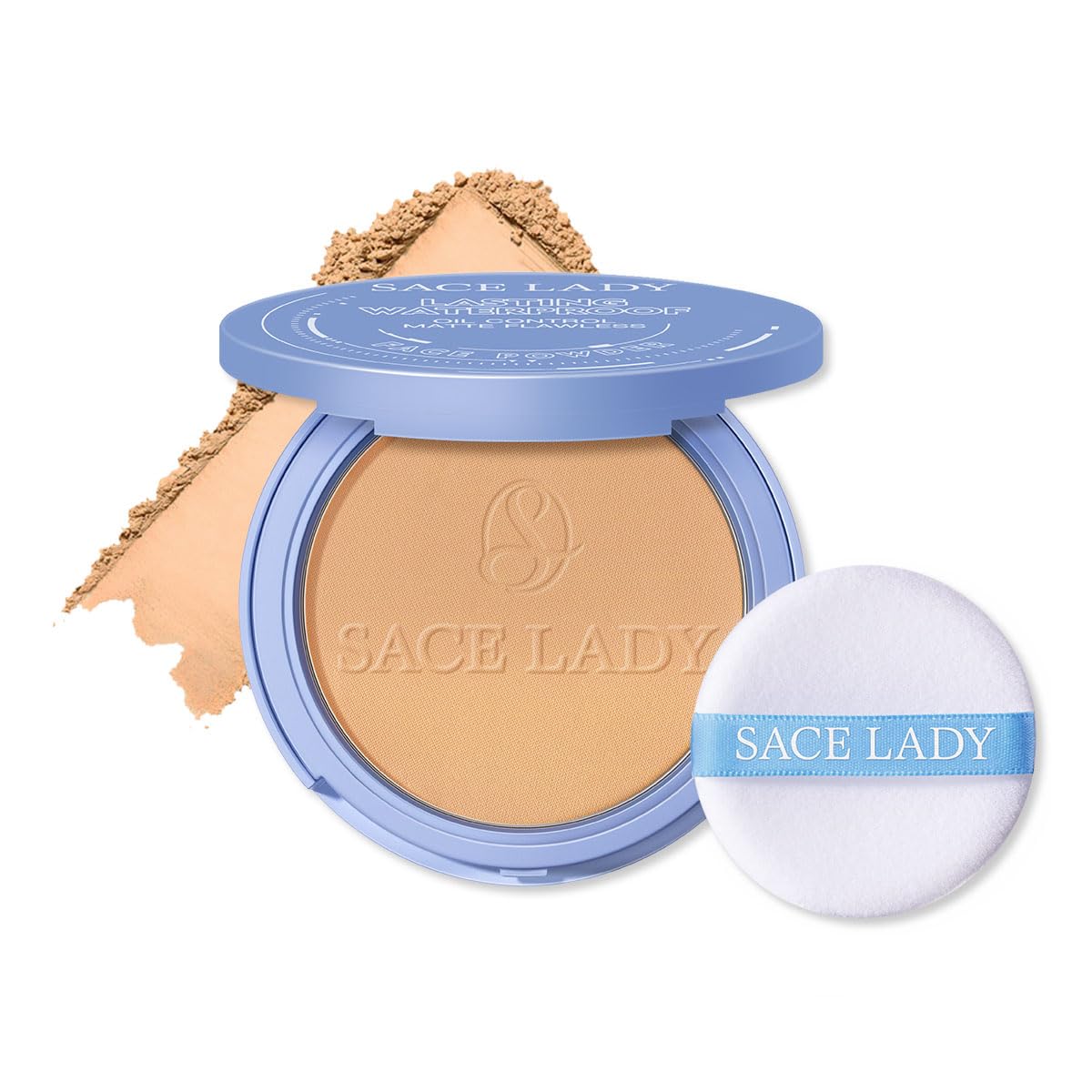 SACE LADY Face Powder Waterproof Sets Makeup, Controls Shine, Smooth Fine Lines for Flawless Lightweight Finish, Long Lasting Matte Compact Setting Powder Cosmetics Cruelty-free, 0.35oz (#03)