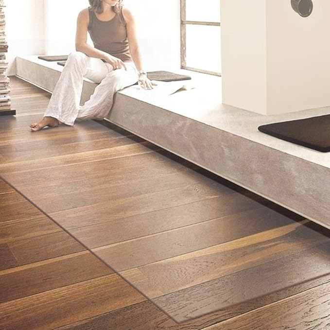 NECAUX Custom Multisize 1.5mm Thick Frosted PVC Table Cover Protector - 54 x 72 Inch Resistant Rectangular Plastic Vinyl Non-Slip Desk Pad for 6 Foot Coffee Table/Writing Desk