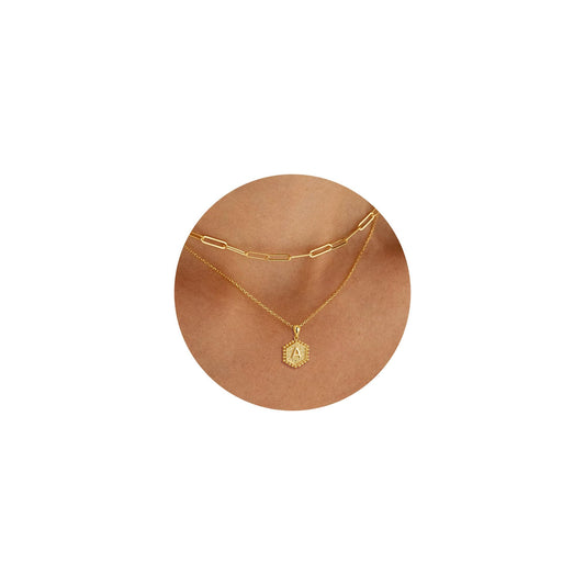 Decholly Layered Initial Necklaces for Women - 18K Gold Solid Over Initial A Necklace Gold Layered Letter Necklaces Dainty Gold Necklace Jewelry for Women Gifts
