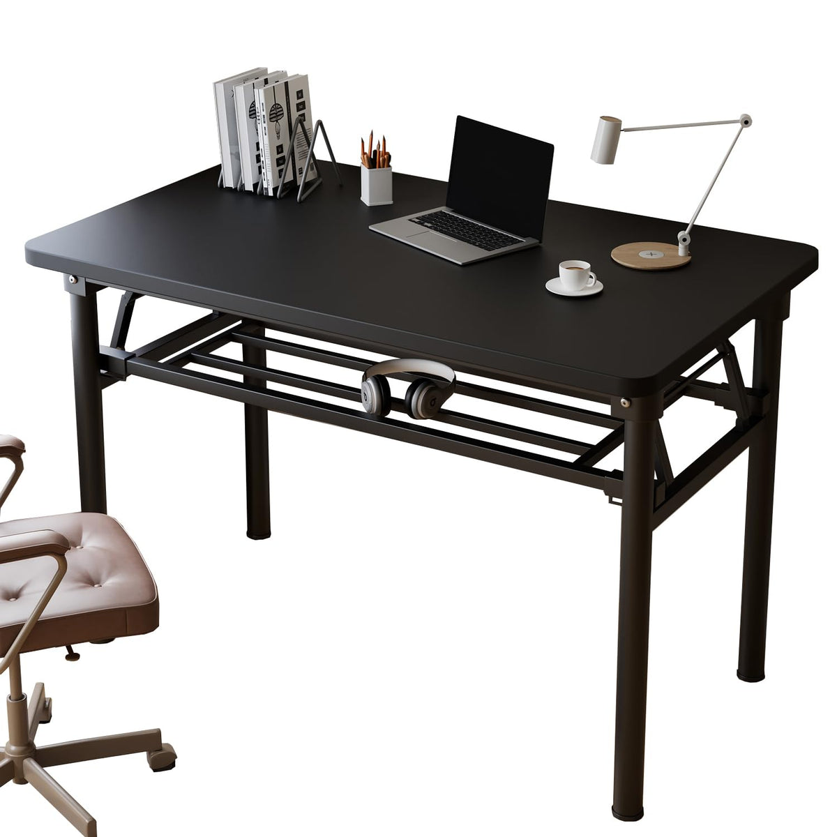 Mrsanmu Small Folding Desk No Assembly,31.5 Inch Folding Computer Desk Small Foldable Table for Home Office.