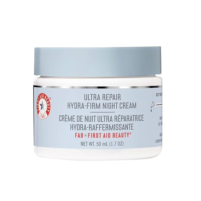 First Aid Beauty - Ultra Repair Hydra-Firm Night Cream, Hydrating Night Repair Skin Cream, Visibly Combat Signs of Aging, Deeply Rich & Buttery Texture, Alcohol Free, Sensitive Skin Safe, 1.7 oz