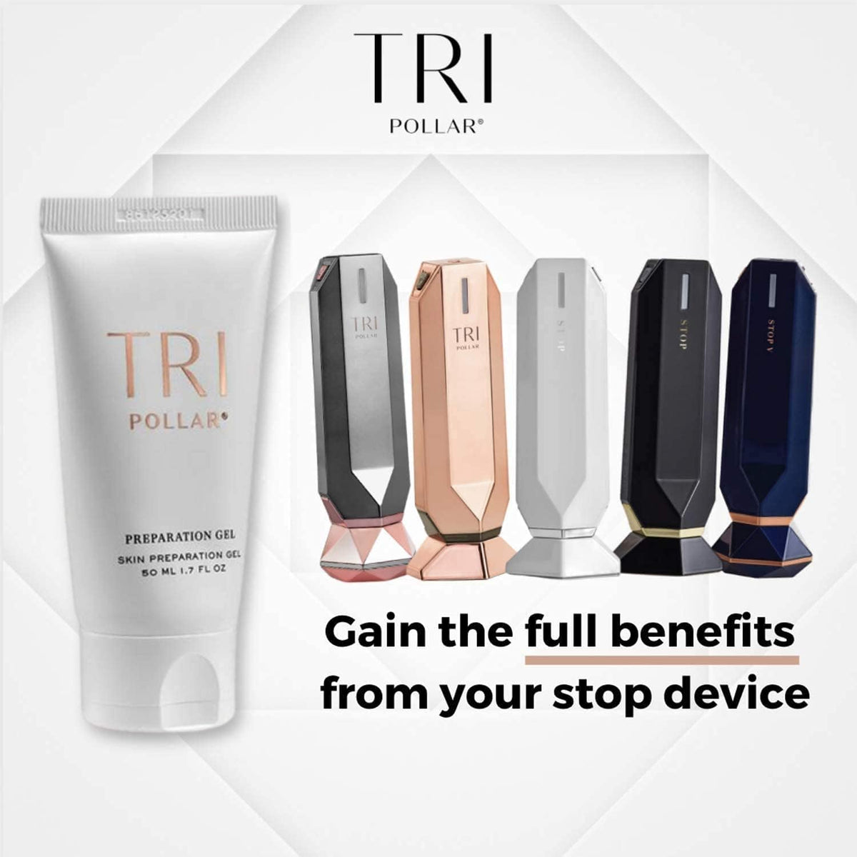 TriPollar STOP Preparation Gel 50ml (X2) - High Radio Frequency Skin Tightening Facial Machine Gel - Professional Home RF Anti-Aging Formula - Compatible STOP Devices - FDA Cleared