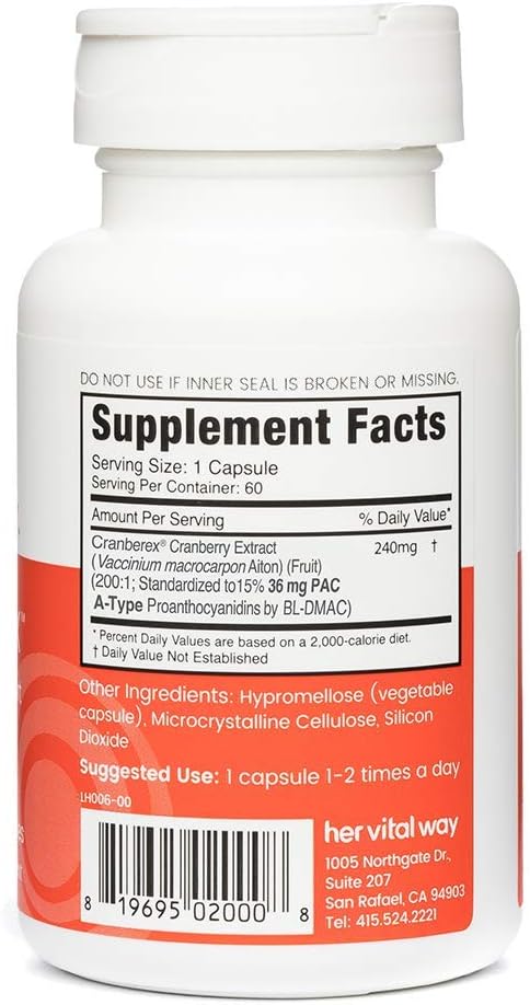 Cranberex - Cranberry Pills for Women and Men - Cranberry Supplement with 36mg PAC - Cranberry Extract Capsules for Urinary Tract Health and Kidney Care - 60 Veg Capsules