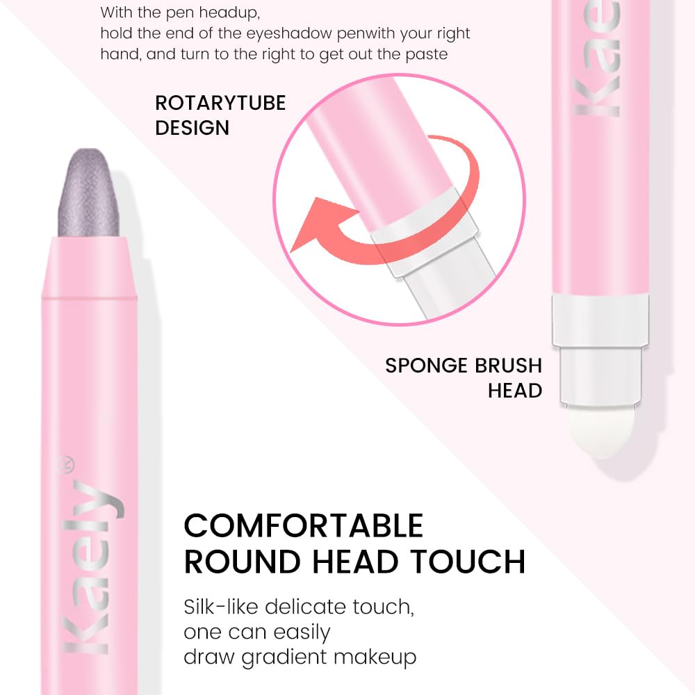 evpct 2Pcs Cream Eye Shadow Brightener Sticks Set for Eyes Waterproof, Taupe Smoky Amethyst Shimmer Cream Eyeshadow Applicator Stick Long Lasting Pigmented Eye Makeup sombras en crema para ojos 19+24