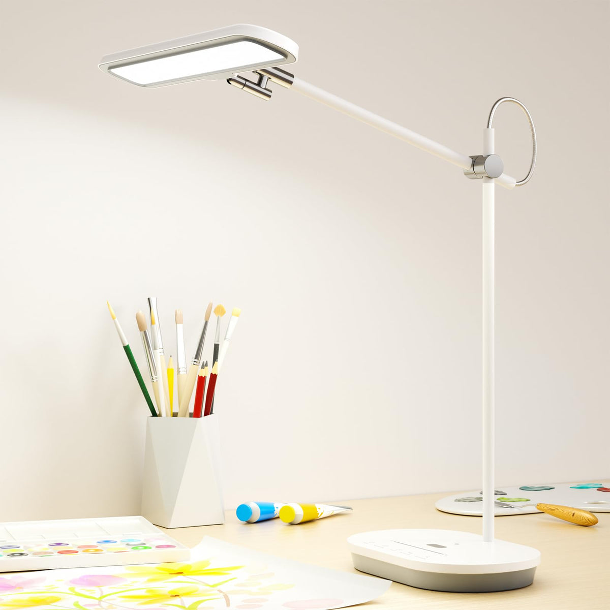 Newkana LED Desk Lamp with CRI 98, Advanced Eye-Caring Bright Desk Light for Crafting, Home Office & Kids Studying, Multi-Angle Adjustable, Dimmable Full Spectrum with Touch & Gesture Control