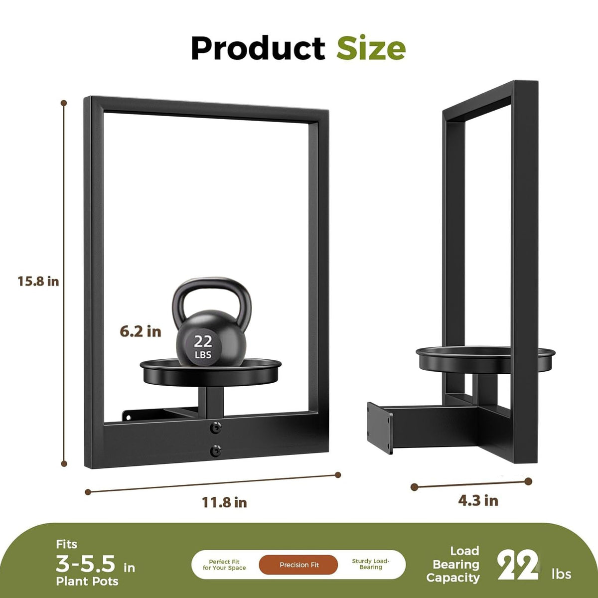2-Pack Picture Frame Wall Plant Holder, Window Plant Shelves, Metal Wall Hanging Planters for Indoor Plants, Hanger Outdoor Plant Holder, Home Decor Display Stand for Living Room Balcony Garden Patio