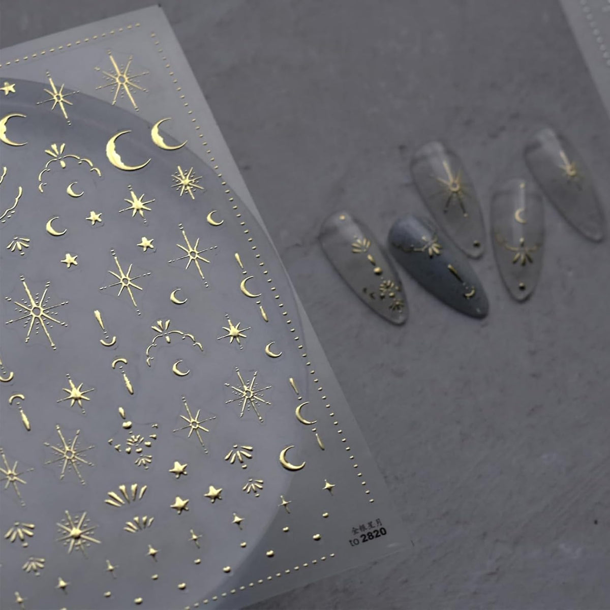Luxury Moon Star Nail Stickers - 3D Gold Nail Art Stickers Decals for Women & Girls DIY Manicure