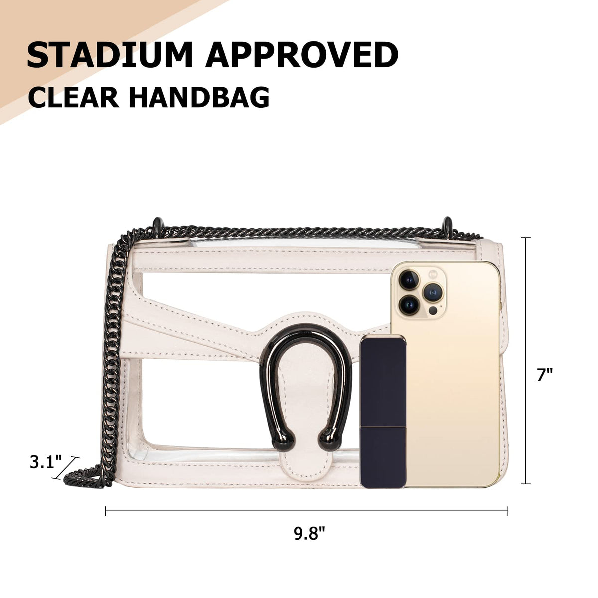 Joryin Clear Bag for Women Stadium Approved Clear Purse Shoulder Crossbody Bag Fashion Small Handb Clutch Transparent, Black Cream