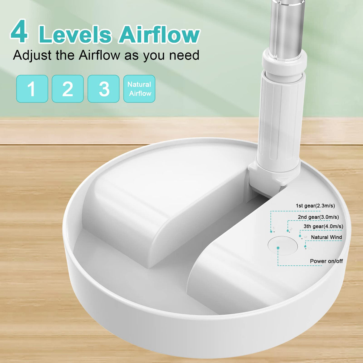 QUALORI Fan Collapsible for Traveling Foldaway Rechargeable Portable Folding Travel Fans Portable Pedestal Standing Fan Foldable Travel with 7200Mah Battery for Bedroom Home Office
