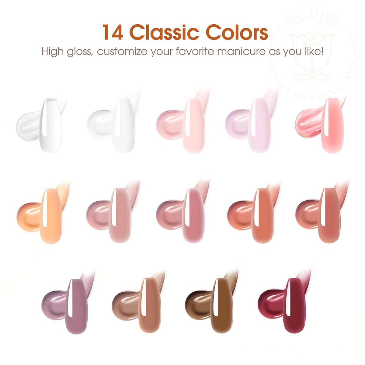 ROSALIND Poly Nail Gel Kit -14 Colors + 75 Nail Art Accessories Kit Nude Pink Series Poly Gel with Big Uv Light 48W and Electric Nail Drill Poly Nail Gel Starter Kit with Everything Gift