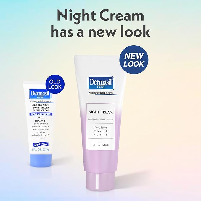 Dermasil Night Cream 3-Pack – Anti-Aging Face Moisturizer with Squalane, Hyaluronic Acid, Vitamin C, and Vitamin E, 2 Oz Ea