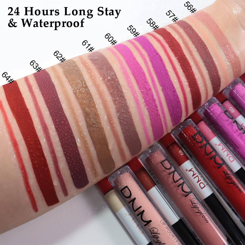 evpct 2Pcs Ruby Red Matte Lip Liner and Lipstick Combo Set for Women, Ruby Red Lip Combo Set Liquid Lips Stick Gloss and Lipliner Stains Set Long Lasting Waterproof, Lips Makeup 24 Hours originales