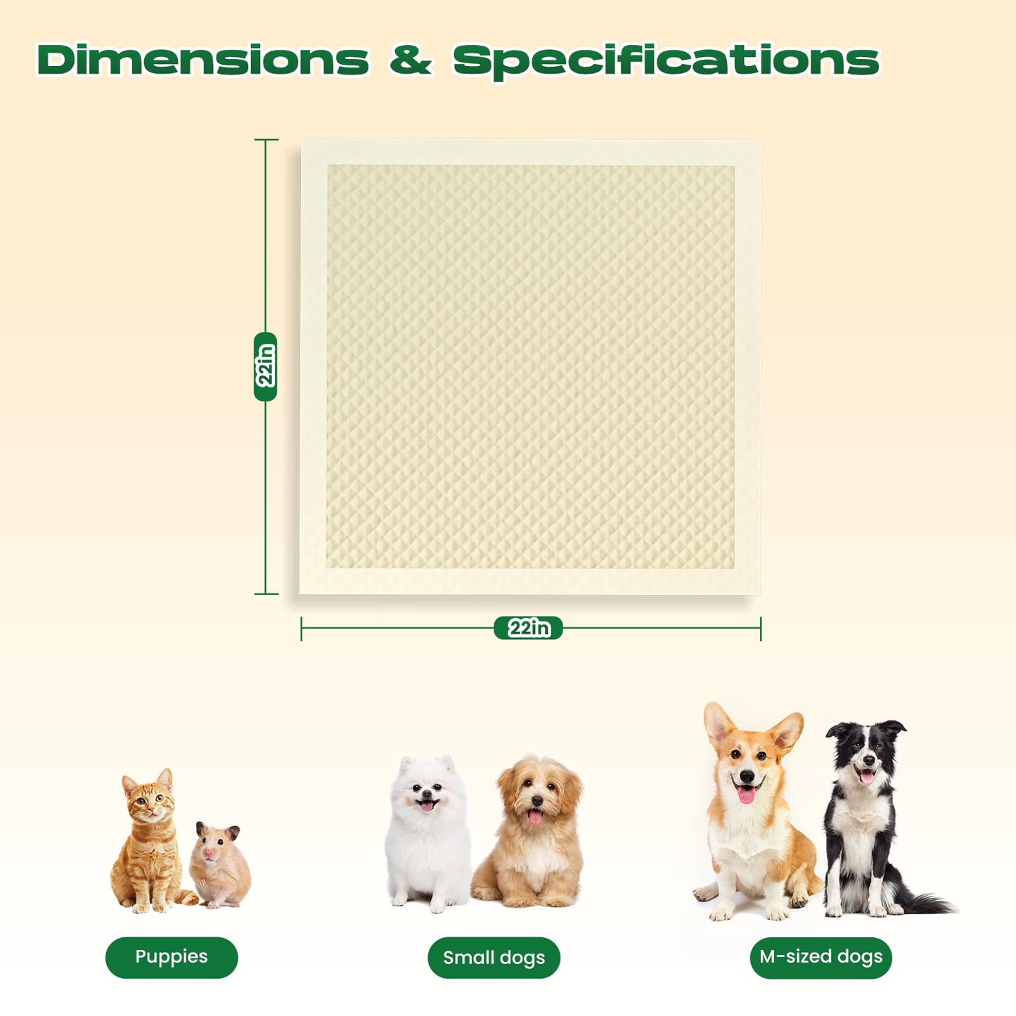 DOGGO DOUG Puppy Pads 100 Count Small 22x22in Bamboo Training Pads Deodorizing Leakproof Quick Drying Dog Pee Pads Super Absorbent Disposable Pee Pads for Dogs Puppies, Doggie, Cats, Rabbits