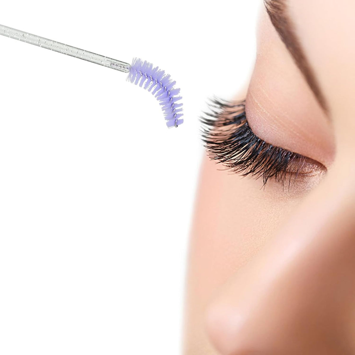 G2PLUS 100PCS Disposable Mascara Brushes, Crystal Lash Brush Makeup Kit, Adjustable Eyelash Spoolies for Eyelash Extensions, Eyebrow and Makeup (White + Purple)