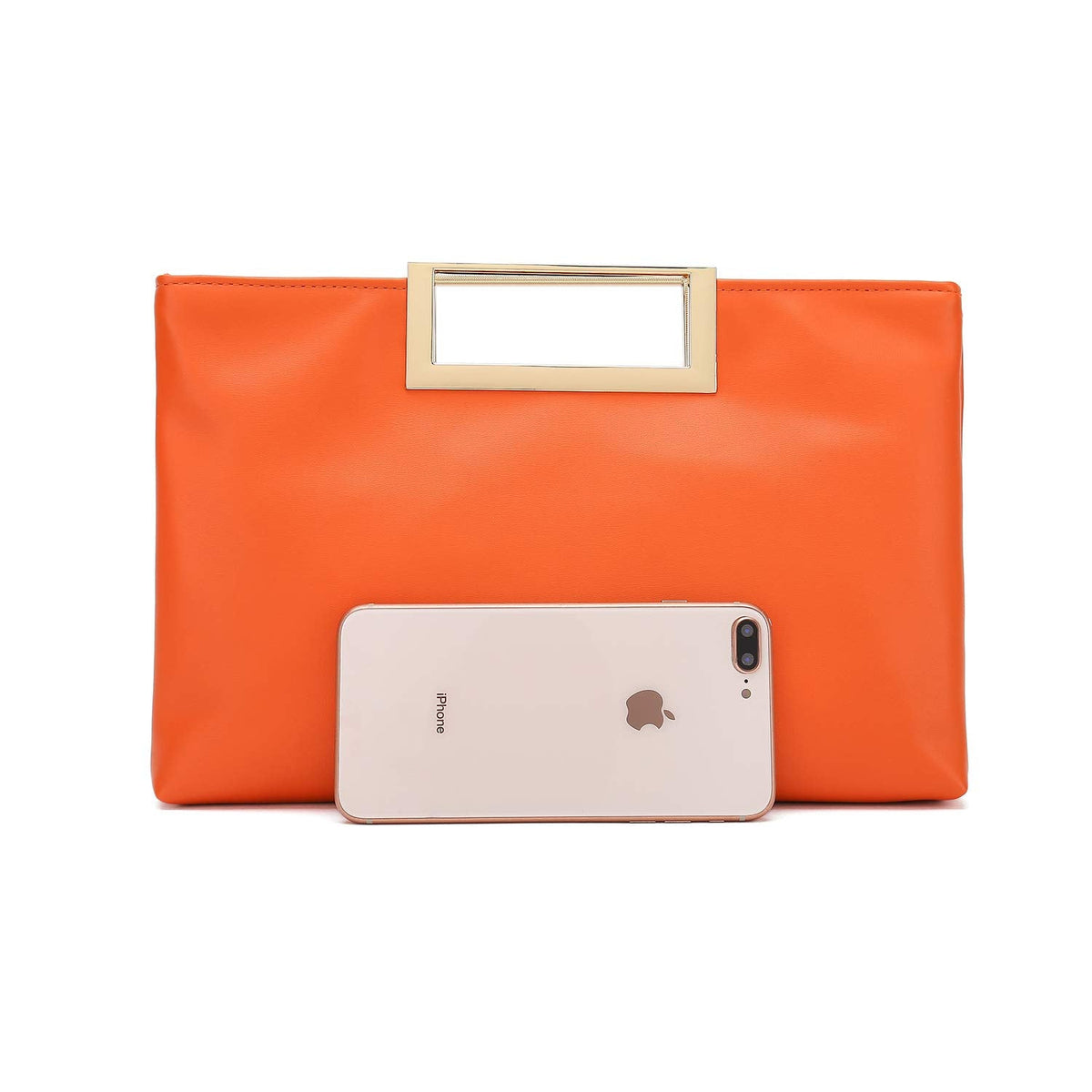 CHARMING TAILOR Fashion PU Leather Handbag Stylish Women Convertible Clutch Purse (Burnt Orange)