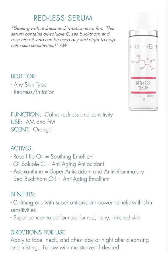 Redless Relief Serum - All Natural Calming, Anti-aging, Hydrating, Brightening, Anti-Oxidant Radiant Skin Glow Serum w/Vitamin C, Vitamin E Fights Rosacea (Redness) & Boosts Collagen .5oz