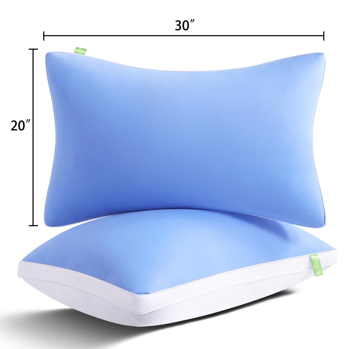 MEELUS Pillows Queen Size Set of 2 Soft for Sleeping, Luxury Hotel Down Alternative Bed Pillows 2 Pack for Side Back Stomach Sleepers, Gusseted Supportive, Machine Washable, Cooling Blue, 20" x 30"