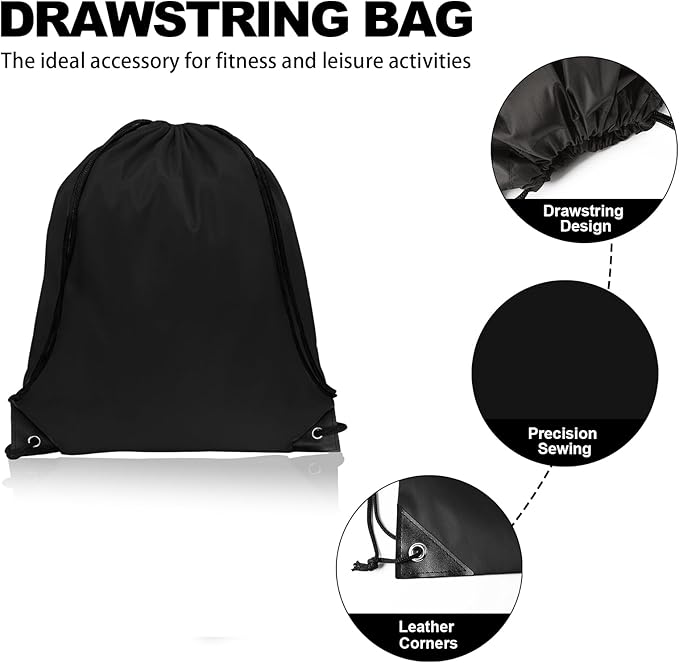 GoodtoU Drawstring Bags, Nylon Backpacks with Drawstring - Gym, Sport, Travel (Black, 40Pcs)