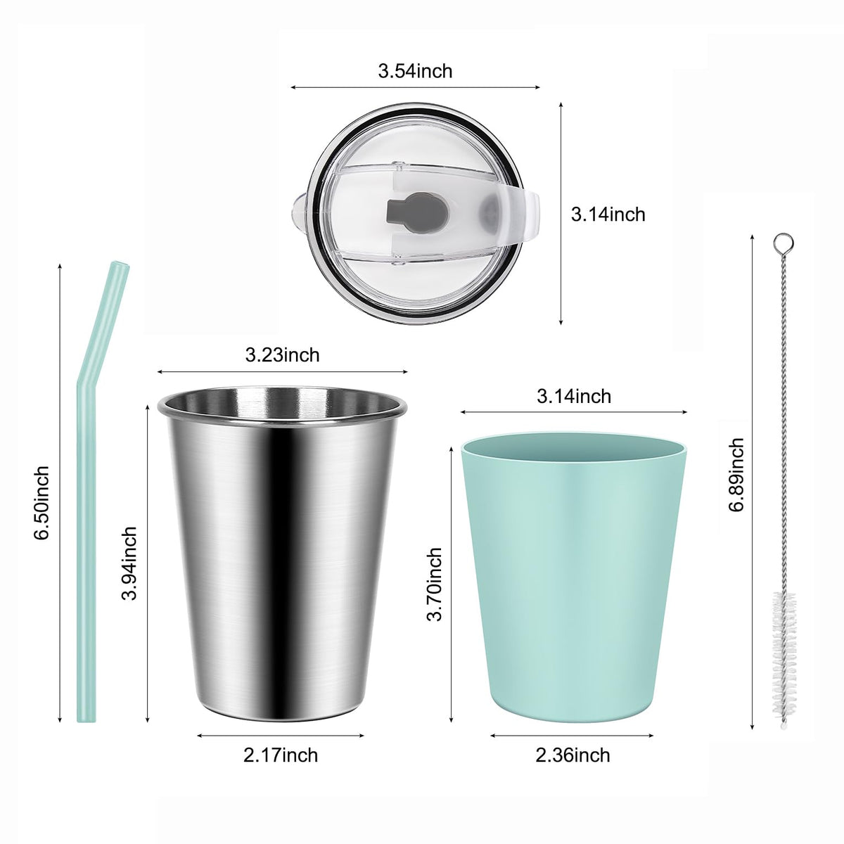 Rommeka Stainless Steel Sippy Cup, 5-Pack Kids & Toddler Cups with Silicone Sleeves and Straws, Dishwasher Safe, 12 Oz Kids Tumblers For Travel or At Home