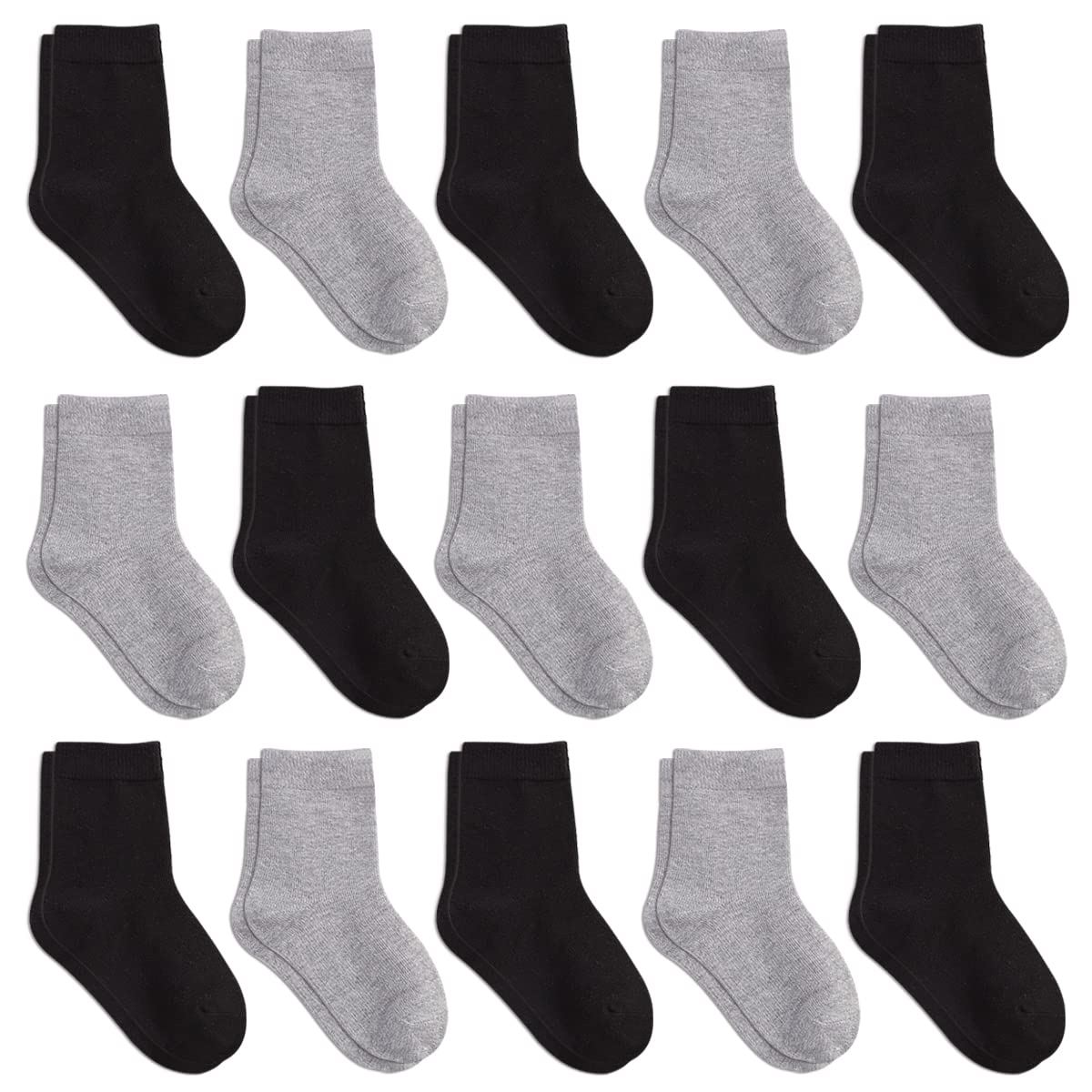 WAFUZI Boys Socks, 15 Pack Toddler Kids Crew Athletic Socks Soft Half Cushion Calf for Youths Little Big Boy Girls Sport 2-4Years