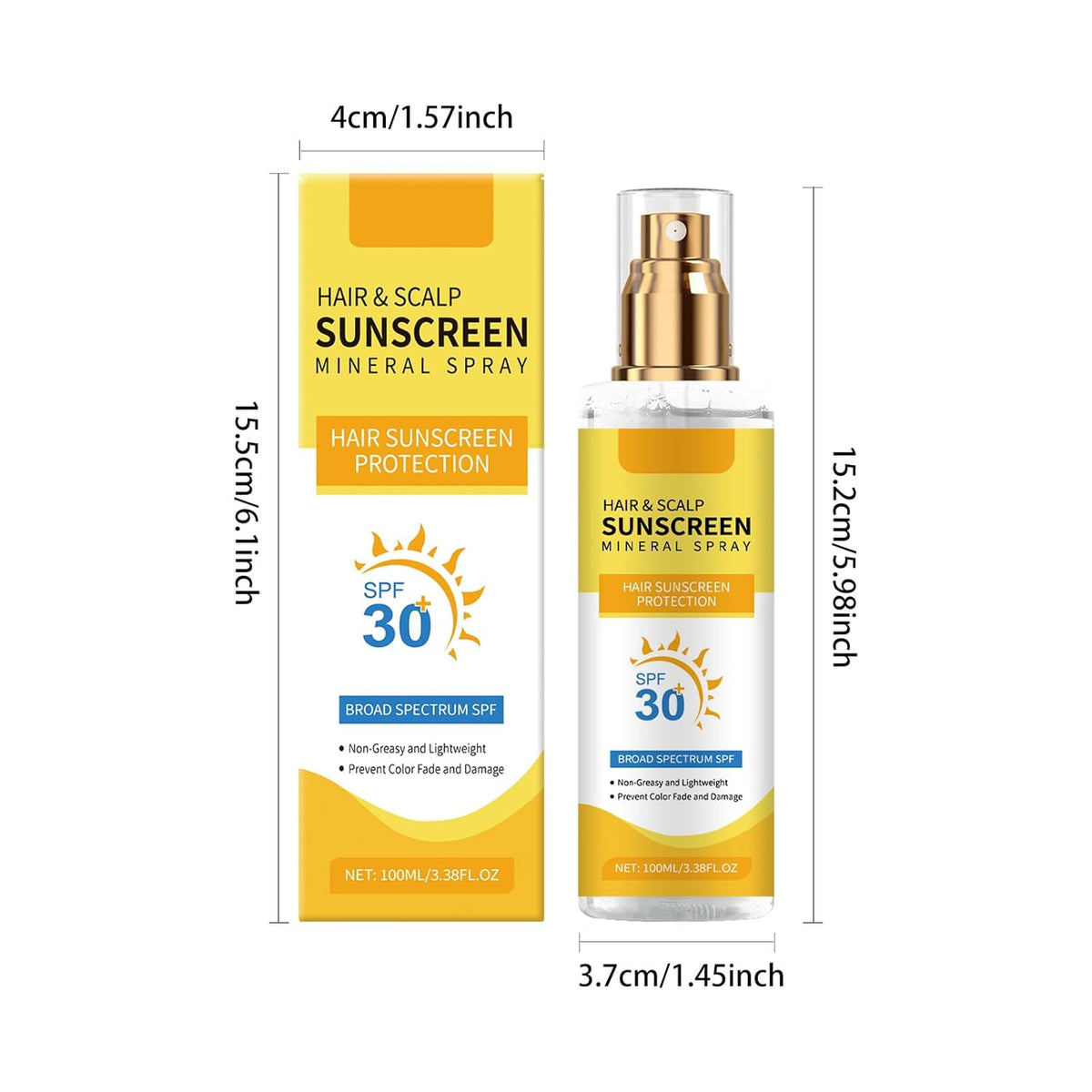 2PCS Ultimate Hair & Scalp Sunscreen Spray SPF 30, UV Protection for Scalp and Hair, Lightweight Breathable, Beach & Pool Essentials, for All Hair Colors and Types