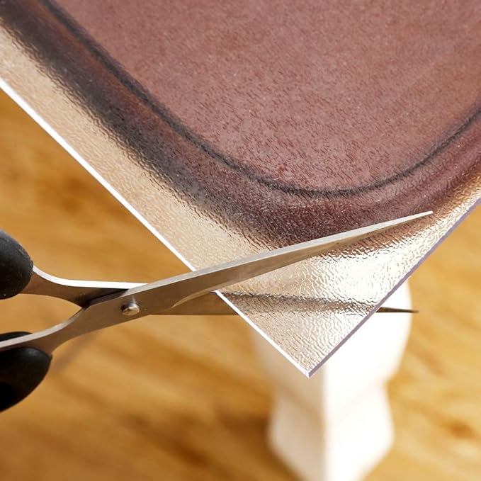 NECAUX Custom 56 x 80 Inch Frosted Table Pad Protector, 1.5mm Thick Wood Grain Transparent Non-Slip Tablecloth Plastic Protective Pad for Dining, Living Room and Conference Tables