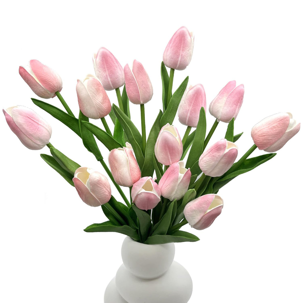 Carfoeny 16pcs Tulips Artificial Flowers Faux Tulip Bulbs Real Touch Bouquet Fake Pink Silk Tulips Floral Arrangement for Wedding Mothers Day Halloween Home Indoor Outdoors Tables Vase Planters Decor