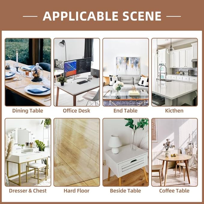 Warmstar Clear Table Cover Protector 28 x 54 Inch,1.5mm Thick Plastic Table Cover Rectangle,PVC Clear Table Protector,Desk Protector Mat for Kitchen, Dresser, Writing Desk，Dining Room Table