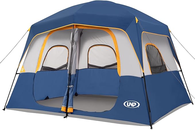 UNP 2/4/6/8 Person Tent, Portable Cabin Tent, Camping Tent 4-Person Easy Set Up, Waterproof with Top Rainfly for Outdoor Camping/Hiking