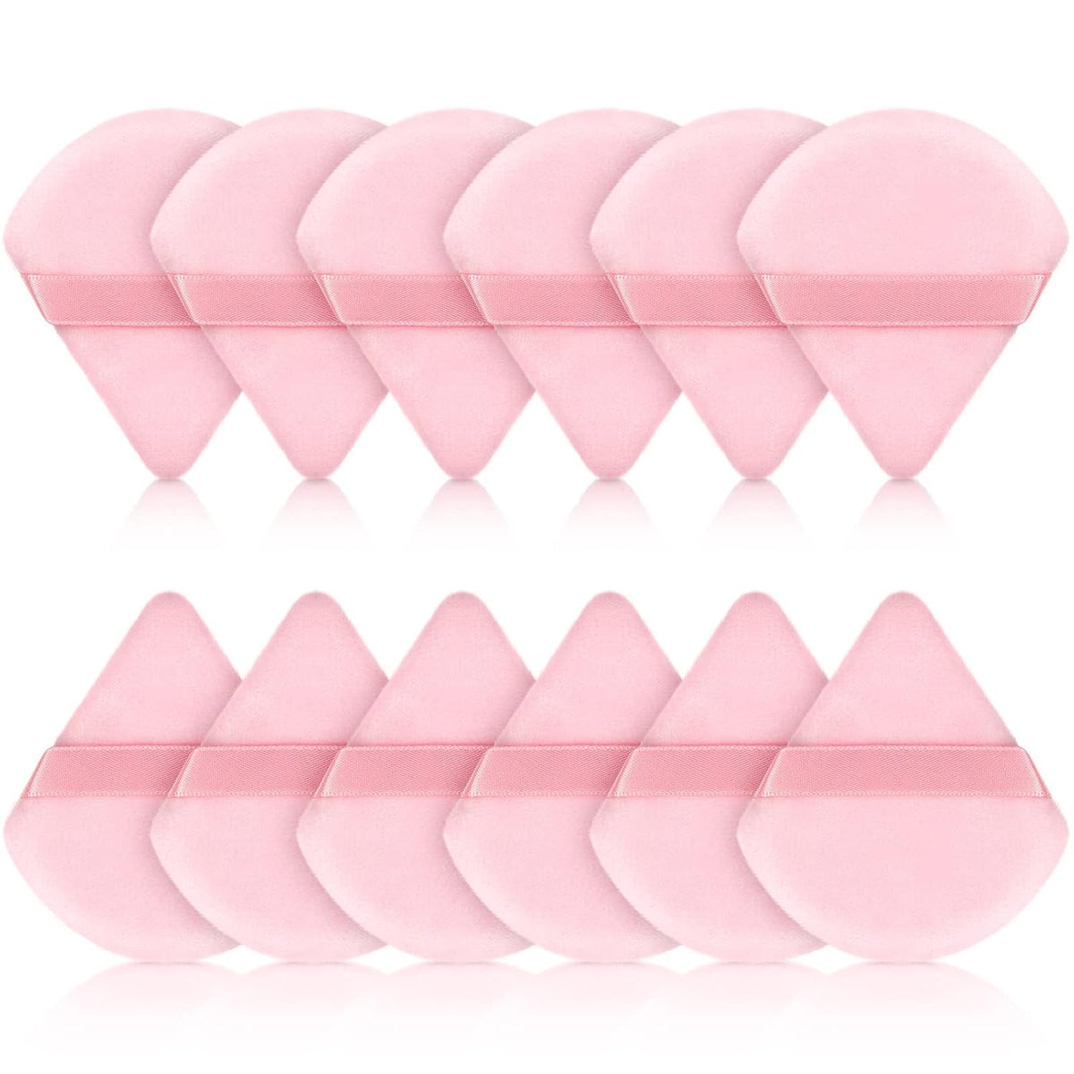 Maitys 12 Pieces Powder Puff Triangle Face Makeup Cosmetic for Loose Powder Soft Body Washable Reusable Foundation Sponge Mineral Wet Dry Makeup Tool for Women(Small,Pink)