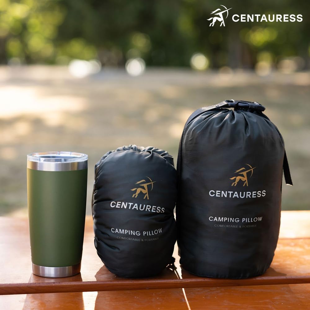 Centauress Small Backpacking Camping Pillow | Camp Pillow w/Machine-Washable Cover | Packable Travel Pillow w/Pouch + Strap | Hammock Pillow | Hiking Pillow | Camping Gear & Accessories
