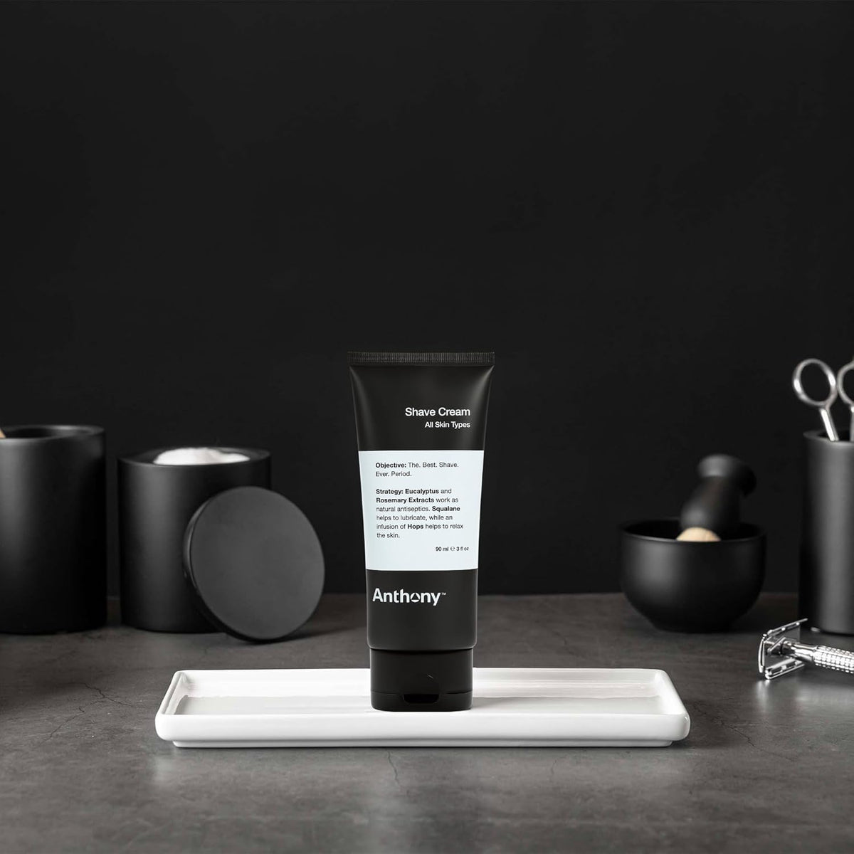 Anthony Shaving Cream Mens Sensitive Skin: Squalane, Eucalyptus, Spearmint and Rosemary Extracts, Help Soothe, Refresh, Cool, and Condition Your Skin for Shave 3 Fl Oz