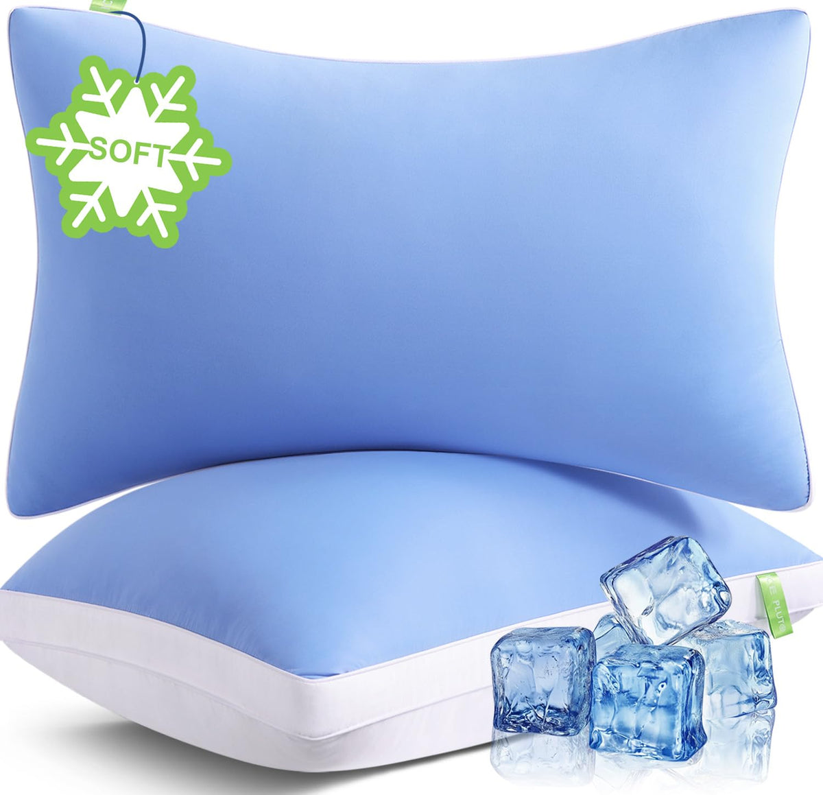 MEELUS Pillows Queen Size Set of 2 Soft for Sleeping, Luxury Hotel Down Alternative Bed Pillows 2 Pack for Side Back Stomach Sleepers, Gusseted Supportive, Machine Washable, Cooling Blue, 20" x 30"