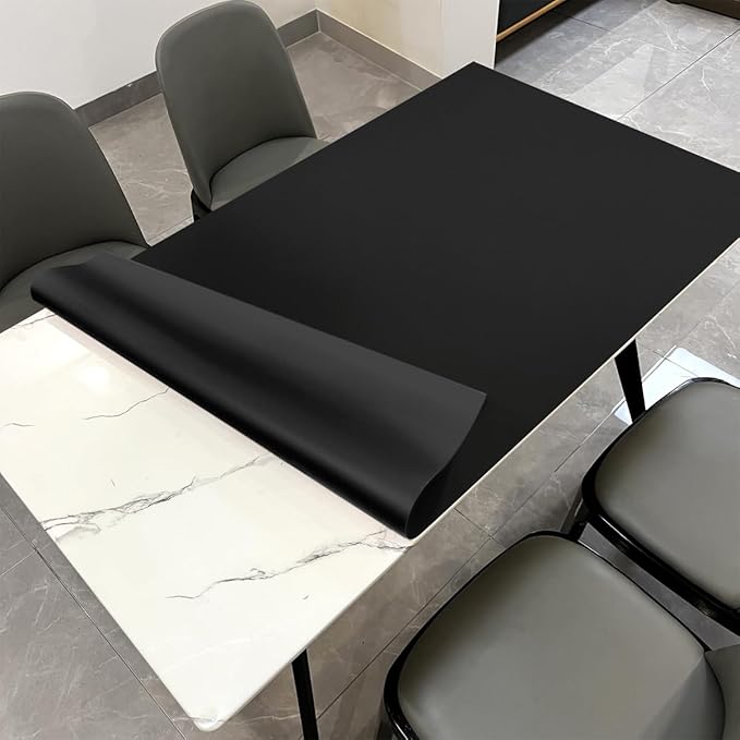 Leather Table Cover,1.8mm Thick,36x54 Inch Table Protector,Table Protector for Dining Room Table,Table Protectors for Rectangle Tables.(Black+Black,36x54)
