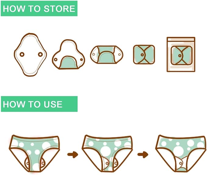 Teamoy 10pcs Cloth Panty Liners, Reusable Sanitary Pads with Wet bag, Washable Cloth Menstrual Pads with Charcoal Absorbency Layers (Country Style, 3pcs×7.9''+4pcs×10''+3pcs×11.6''), 11 Piece Set