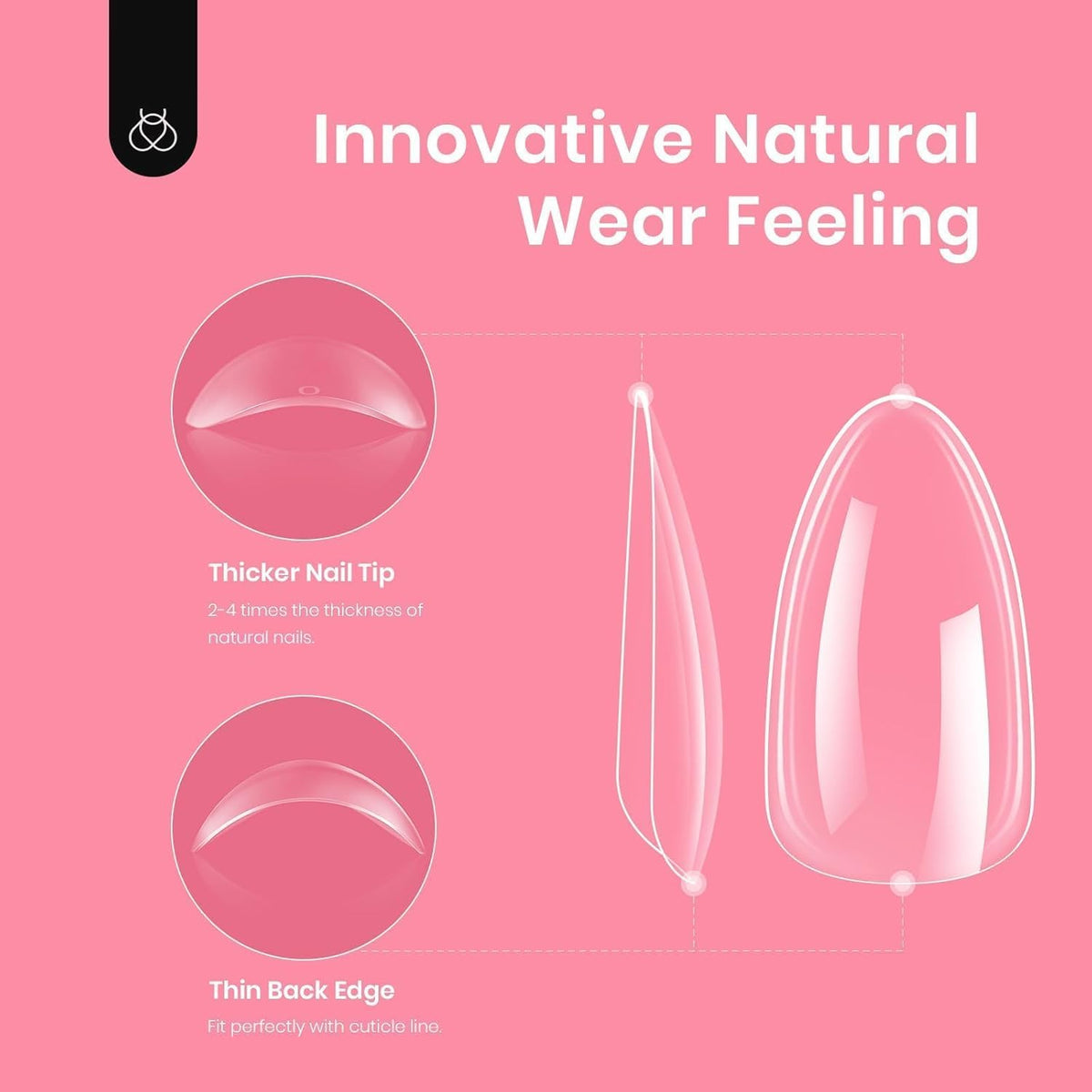 Beetles Gel Short Almond Nail Tips, 288Pcs Pre-Shape Clear Short Almond Gel Press On Nail Fake Nails Easy Nail Extension Full Cover False Nails for Gel Nail Polish Gelly Tips DIY Nail Salon