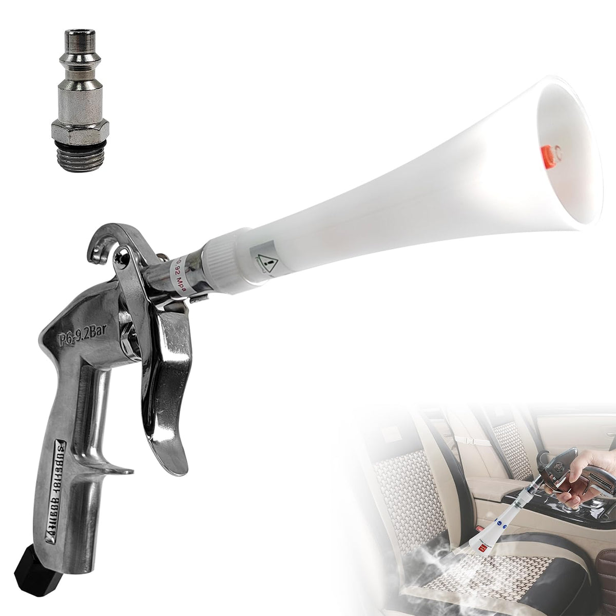 Bqweun Aluminium Car Cleaning Gun with Tapered Nozzle, Air Blower for Car Detailing, Air Blow Blower Gun for Detailing, Car Detailing Tools, Used for Cars, Velvet, Furniture and Carpets