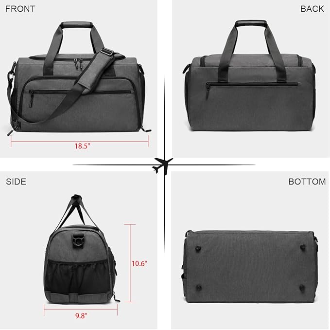 Gym Bag for Men Women, Small Fitness Workout Sports Bag with Wet Pocket & Shoes Compartment, Water Resistant Overnight Weekender Duffel Bag