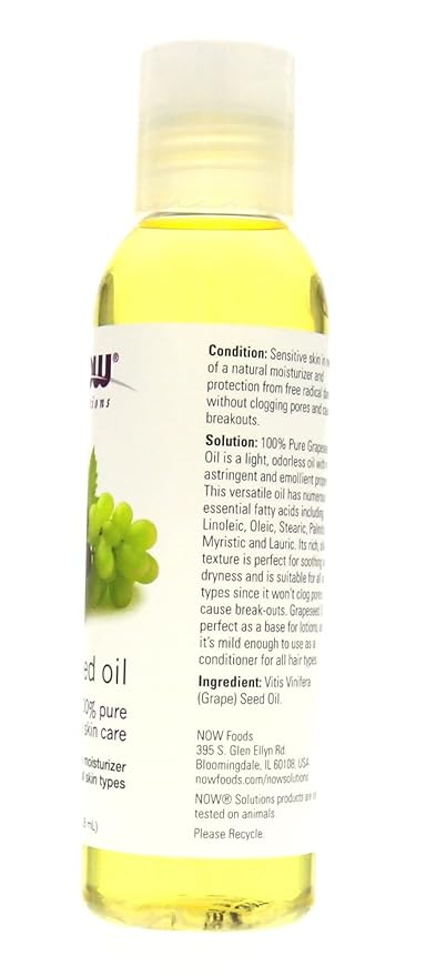 NOW Grape Seed Oil, 4-Ounce (Pack Of 2)