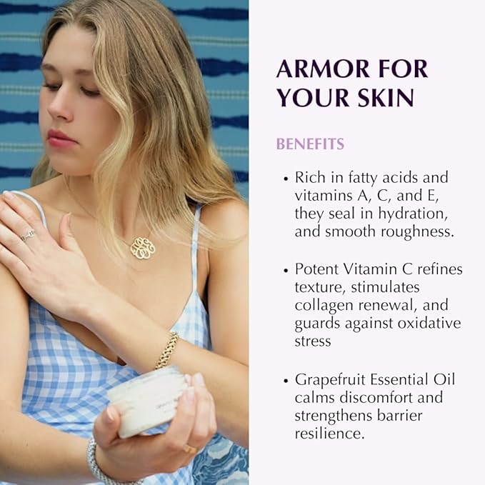SHIMMER CHEF Grapefruit Glacé Morning Face & Body Balm Organic Skincare with Grapefruit Peel Concentrate Aloe Shea and Mango Butters Hydrates Protects Radiant Shimmery Skin Mood Uplift 1.5 oz
