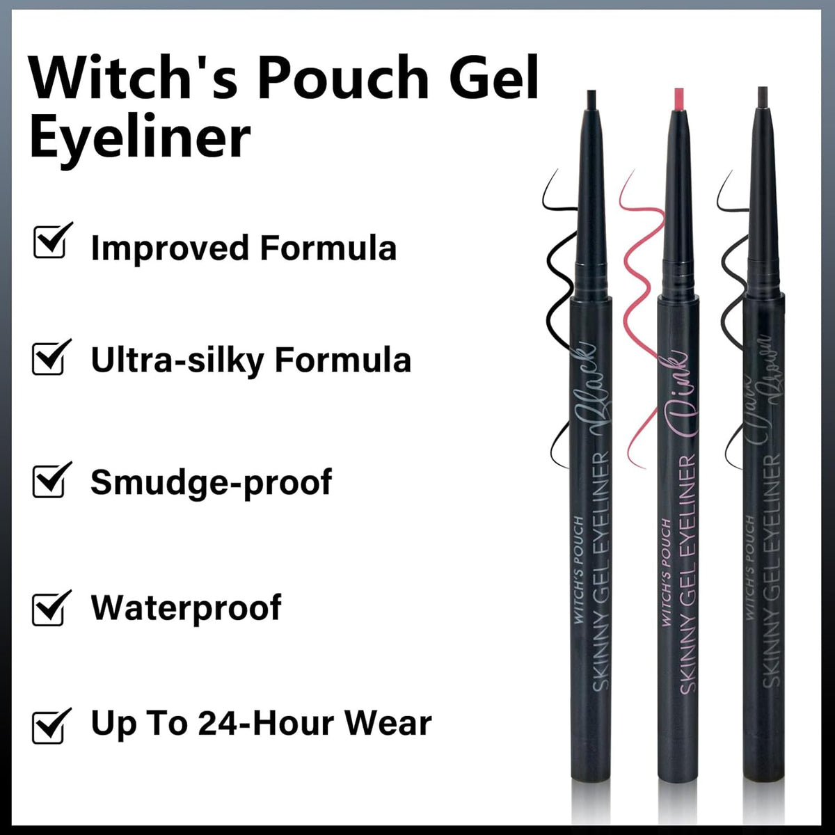 Witch's Pouch Gel Eyeliner Pencil Waterproof Smudge Proof, Long-Lasting Eye Liner, High-Intensity Colored Waterproof Eyeliner, Ultra-Smooth Korean Eye Pencil Eye Makeup (03 Cacao)