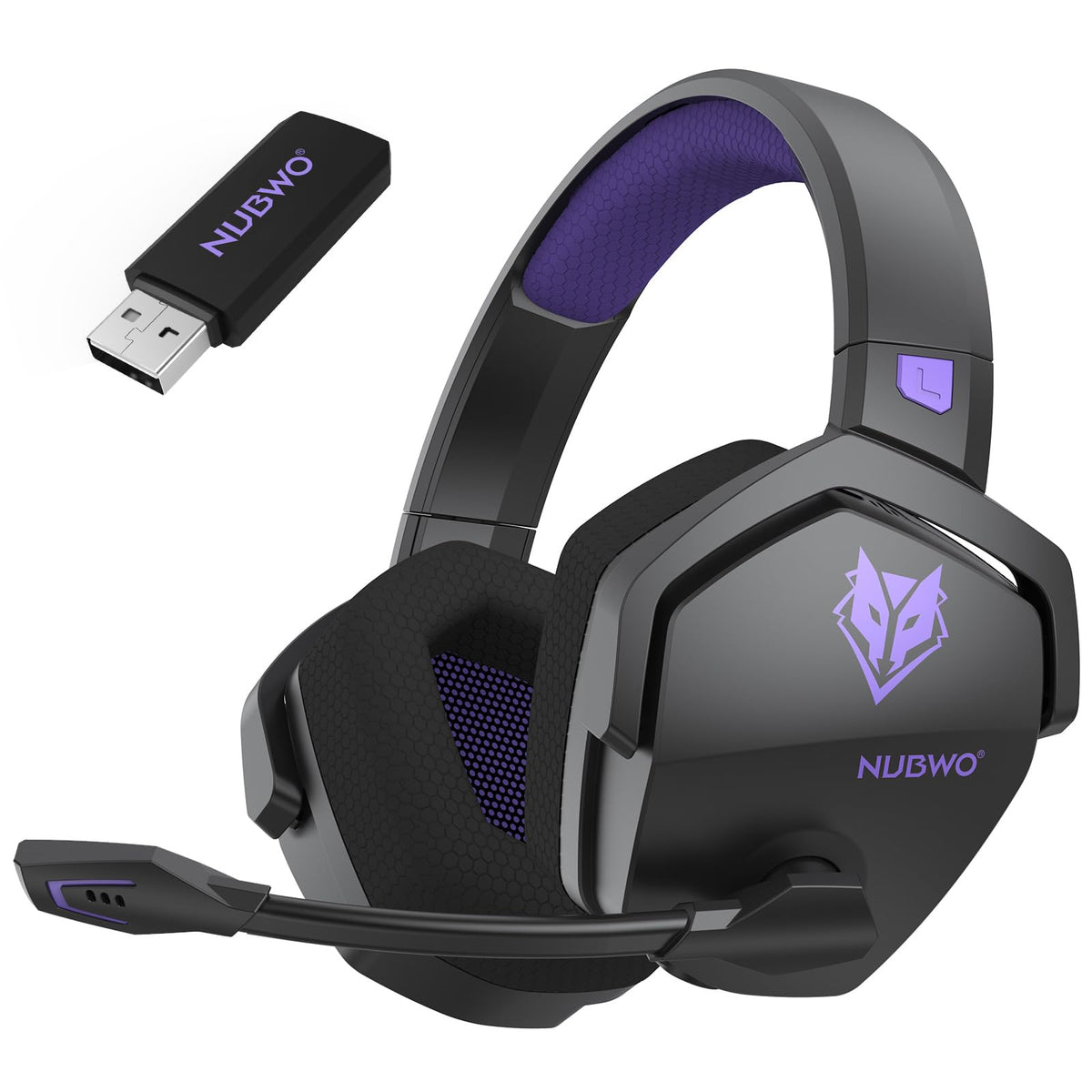 NUBWO G06 Dual Wireless Gaming Headset with Microphone for PS5, PS4, PC - 23ms Low Latency Audio - 100-Hour of Playtime - 50mm Drivers (White-Black)