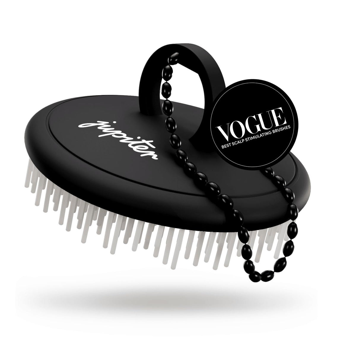 Jupiter Scalp Exfoliator - Scalp Massager Tool for Wet & Dry Hair - Ergonomic Detangler Brush - Dandruff Comb & Scrub to Remove Dandruff & Buildup and Support Circulation - Black/White