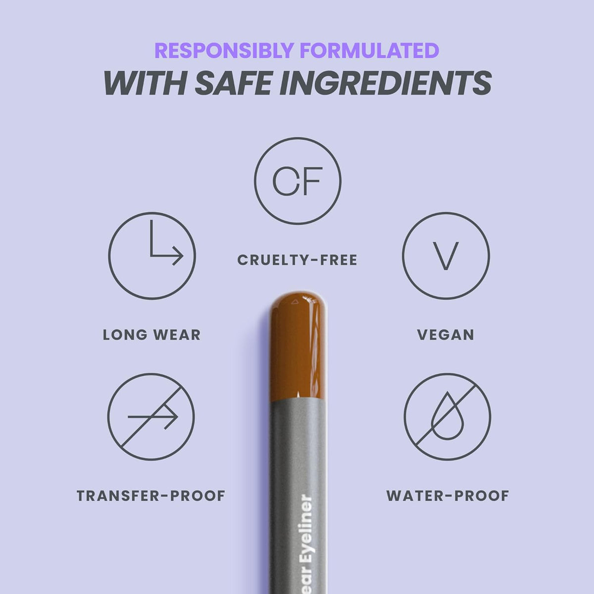 Wonderskin Eyeliner Pencil, 1440 Longwear Brown Eyeliner Pencil - Waterproof, Sharpenable & Smudge Proof