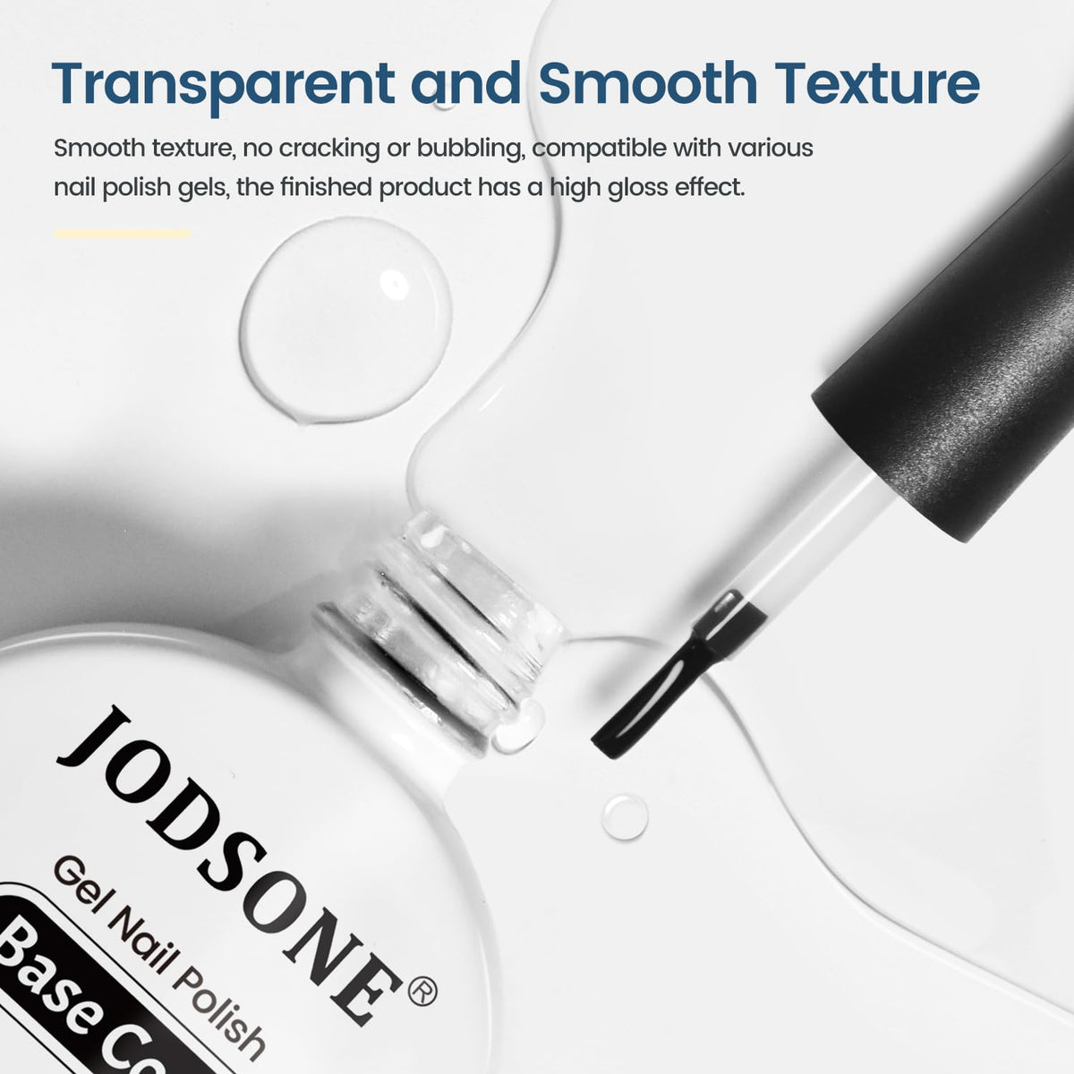 JODSONE 10ml Base Coat Gel Nail Polish Glossy Durable Gel Soak Off Clear No Wipe Nail Salon and DIY Home Need U V Lamp Curing