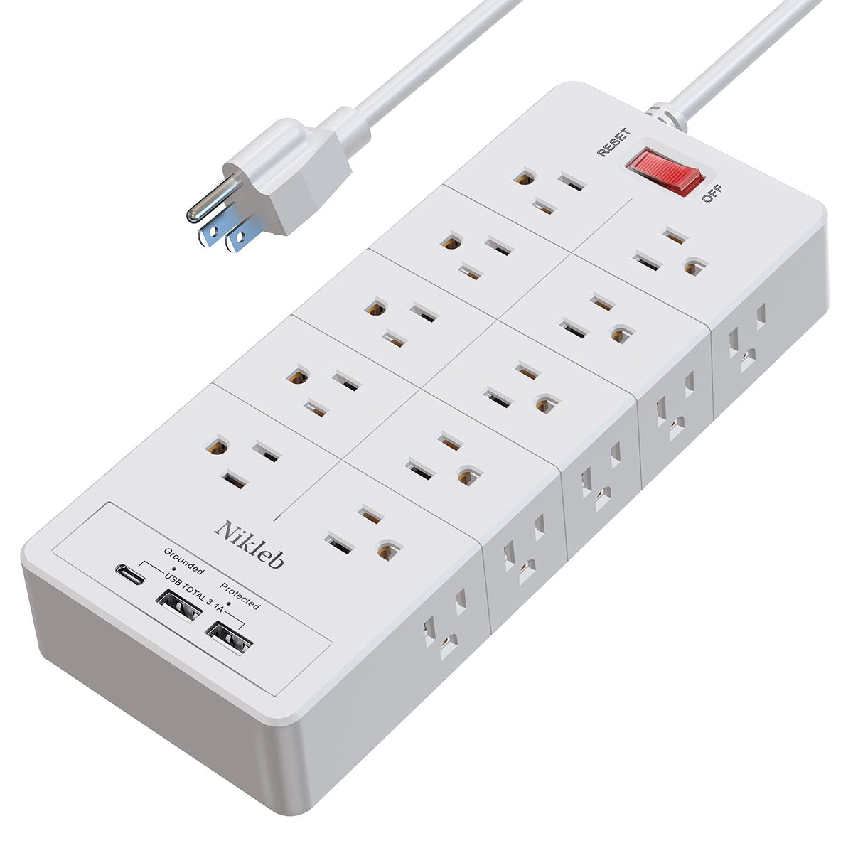 Power Strip 23 in 1, 20 Outlets Surge Protector Wall Mount with 2 USB+1 USB C Ports, Multi Plug Extension Cord 6ft Heavy Duty, Accessories for Gaming, Studio, Home, Office, Desk Organizers
