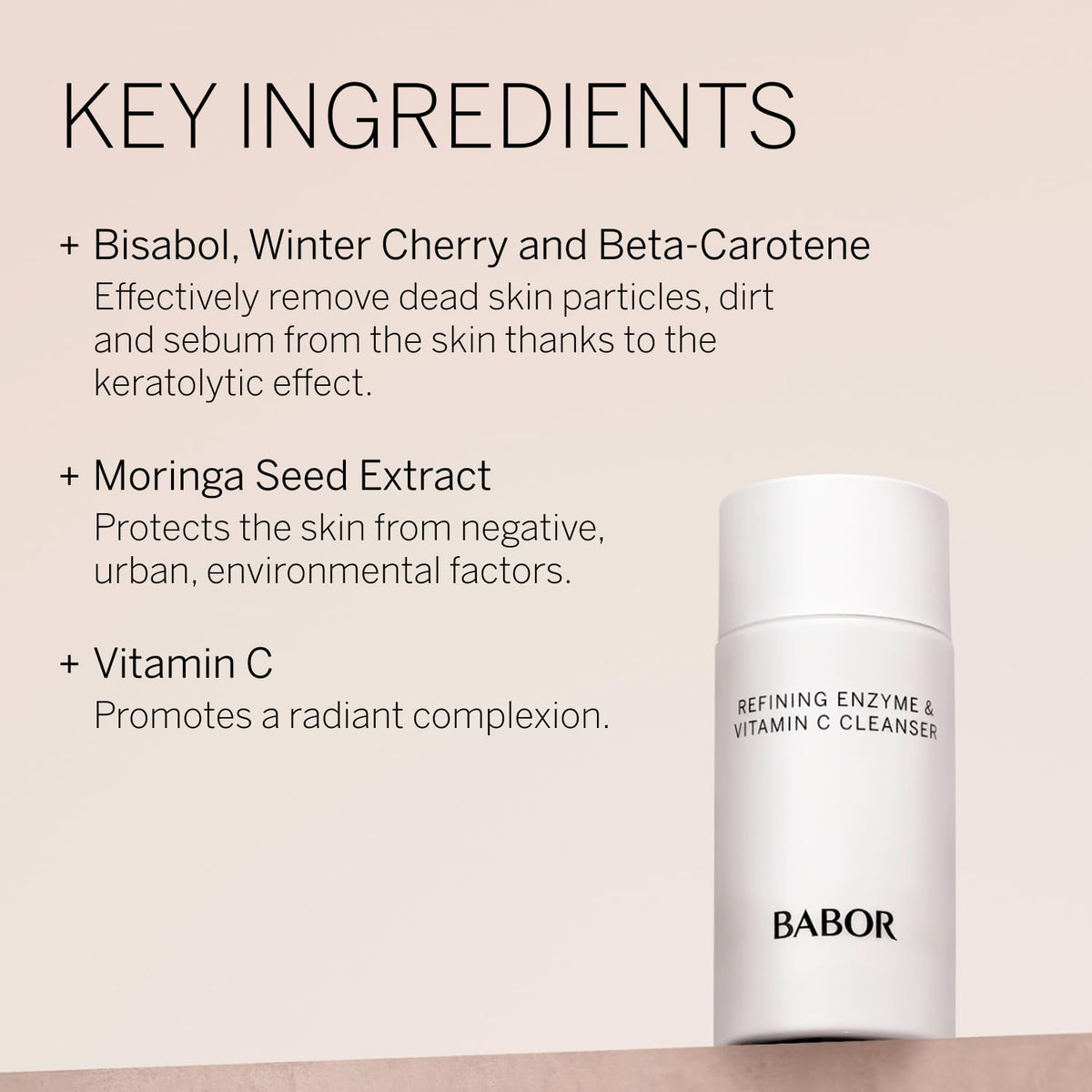 BABOR Refining Enzyme & Vitamin C Cleanser, Travel Enzyme Powder Cleanser, Exfoliating Face Wash Polish, Gentle Facial Scrub to Brighten and Even Complexion, 0.5 oz